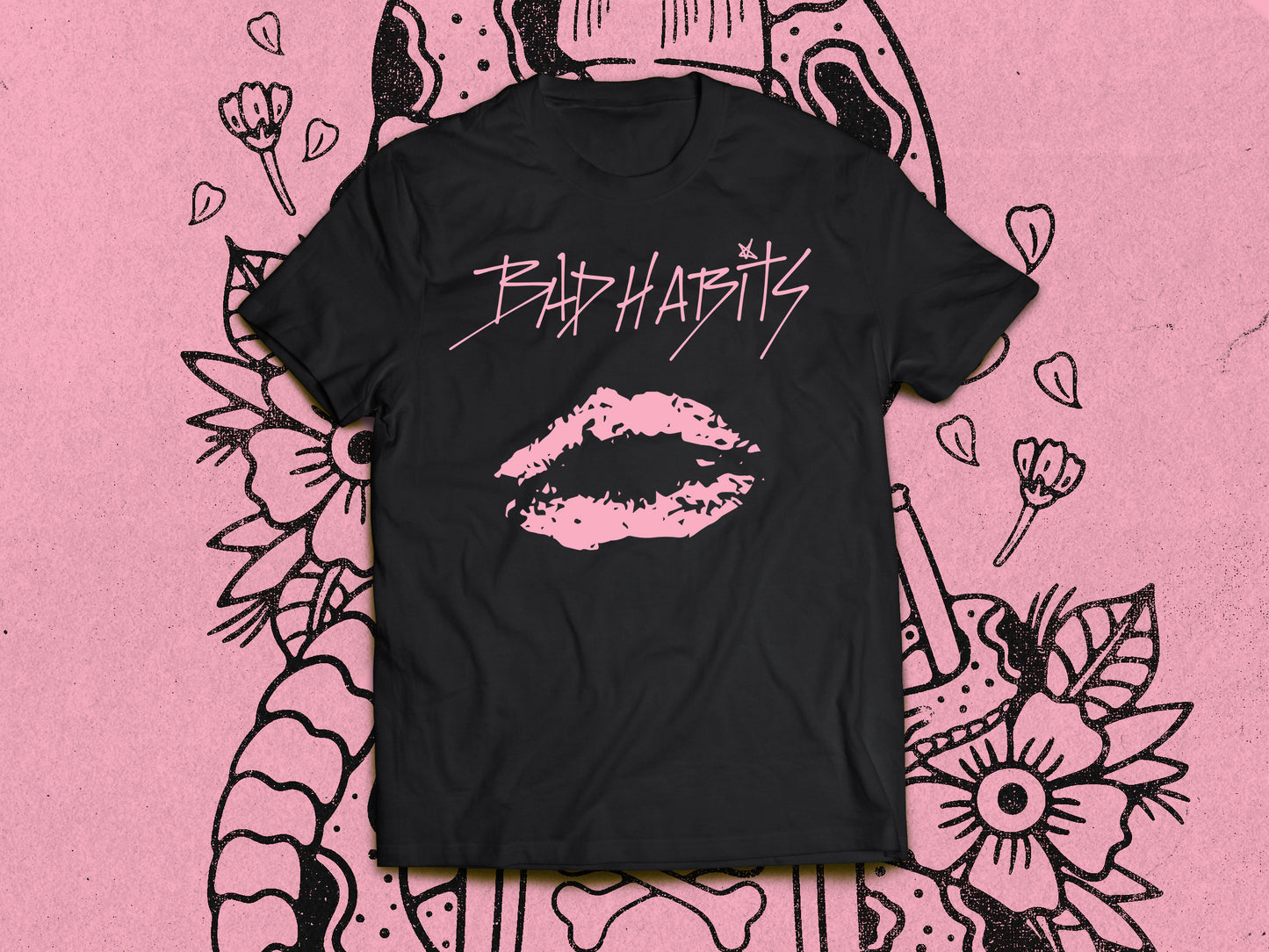 "Kiss" Design - Black T-Shirt